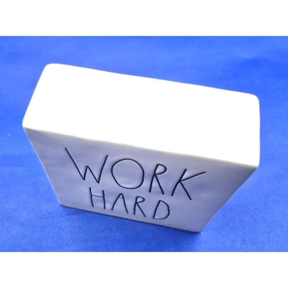 Rae Dunn Work Hard Be Brave Desk Block 4x4